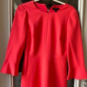 NWOT J.Crew Women's Fit & Flare Dress 3/4 Flute Bell Sleeves Coral Pink Size 4